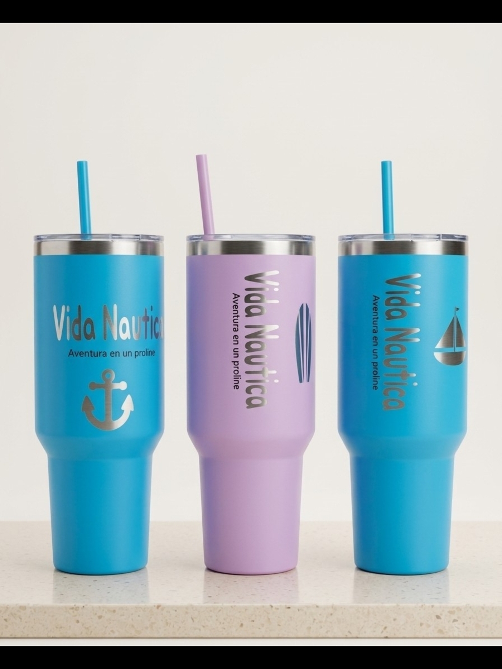 40 Oz Set Of Vida Nautica Insulated Tumbler Blue & Lavender